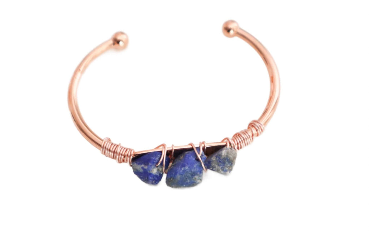 Lapis Lazuli Open Cuff Bangle Bracelet - Shop Cosmic Healing