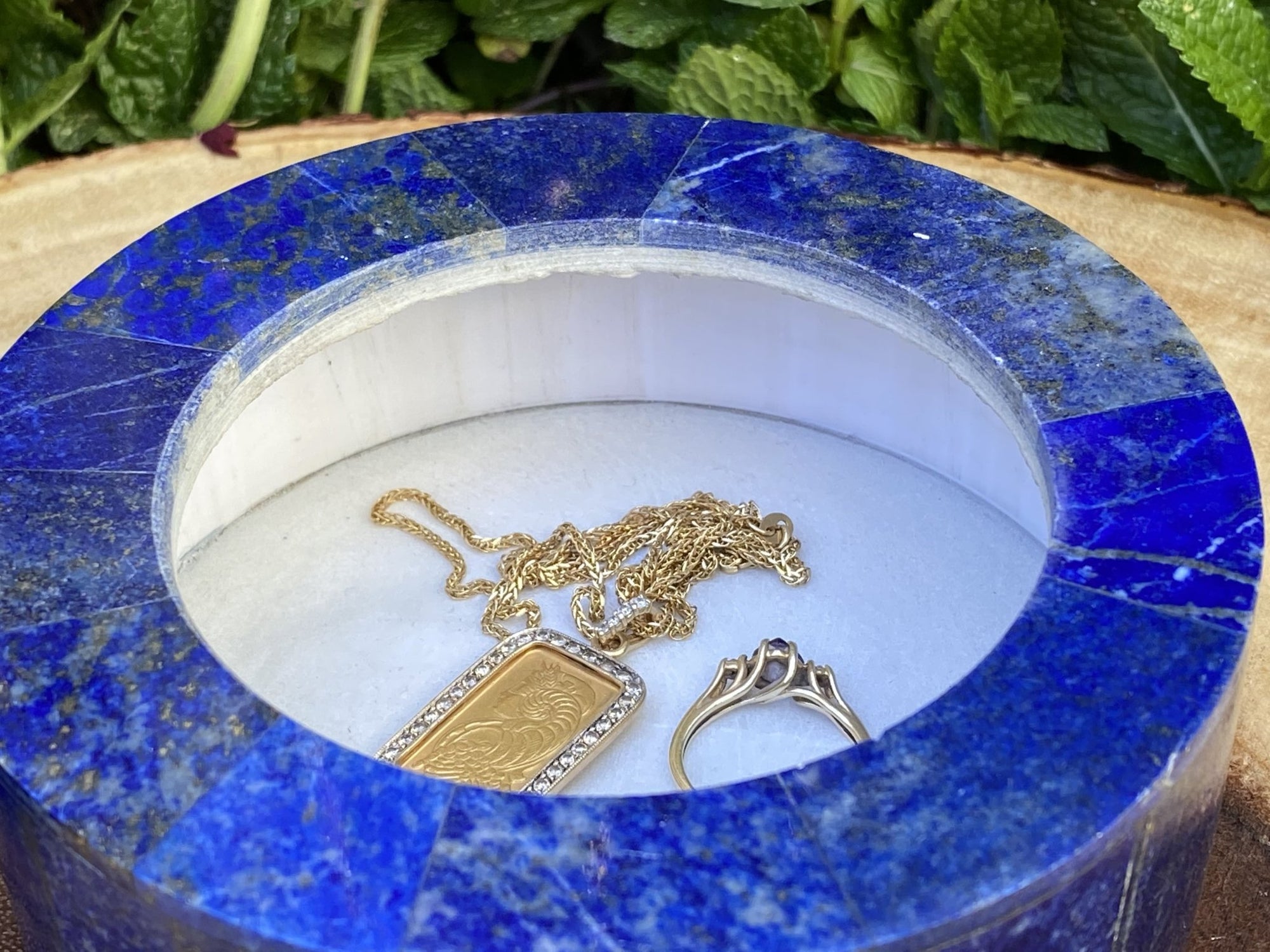 Lapis Lazuli with Marble Inlay Jewelry Box- Handmade Afghanistan - Shop Cosmic Healing