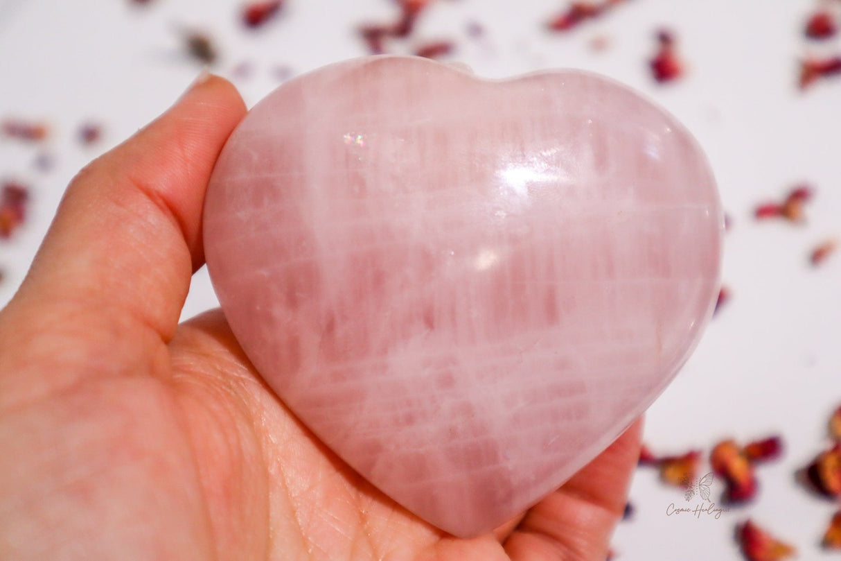 Large Rose Quartz Heart- RQH4 - Shop Cosmic Healing