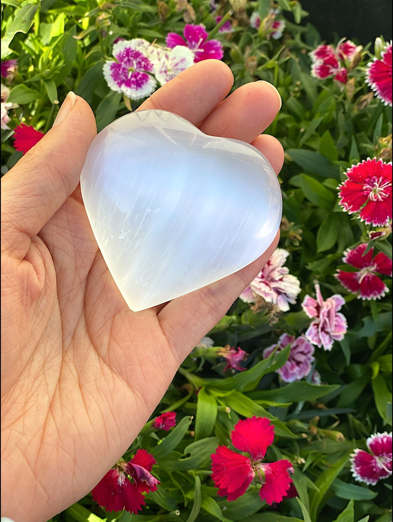 Laser Etched Selenite Puffy Heart - Shop Cosmic Healing