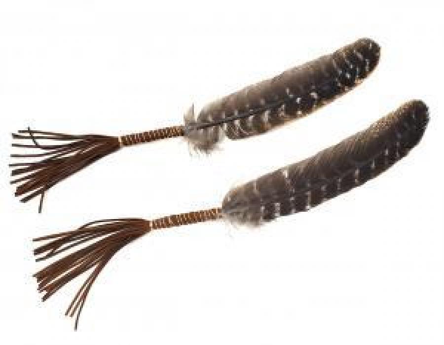 Leather Wrapped Smudging Turkey Feather 10-12" - Shop Cosmic Healing