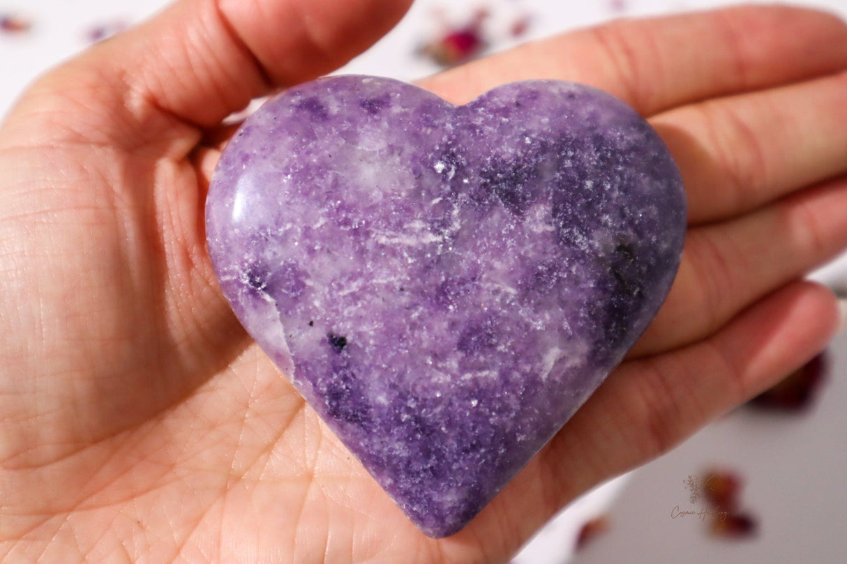 Lepidolite Heart- LH4 - Shop Cosmic Healing