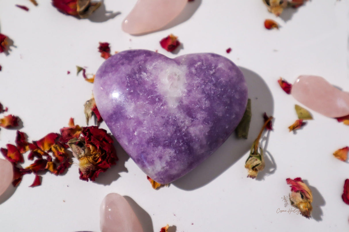 Lepidolite Heart- LH5 - Shop Cosmic Healing