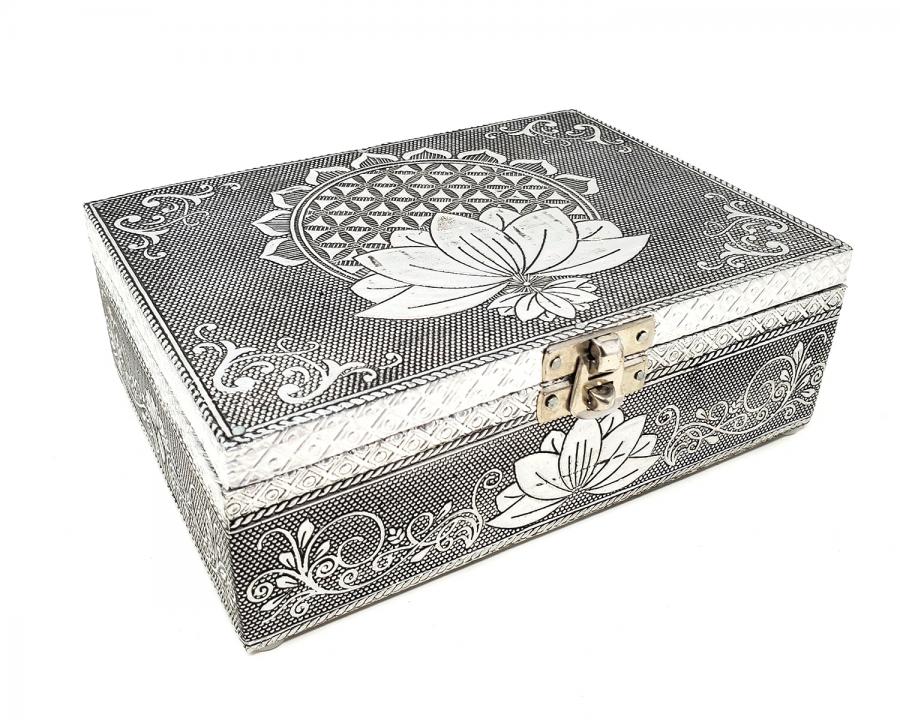 Lotus Carved Box 4.75 x 6.75" - Shop Cosmic Healing