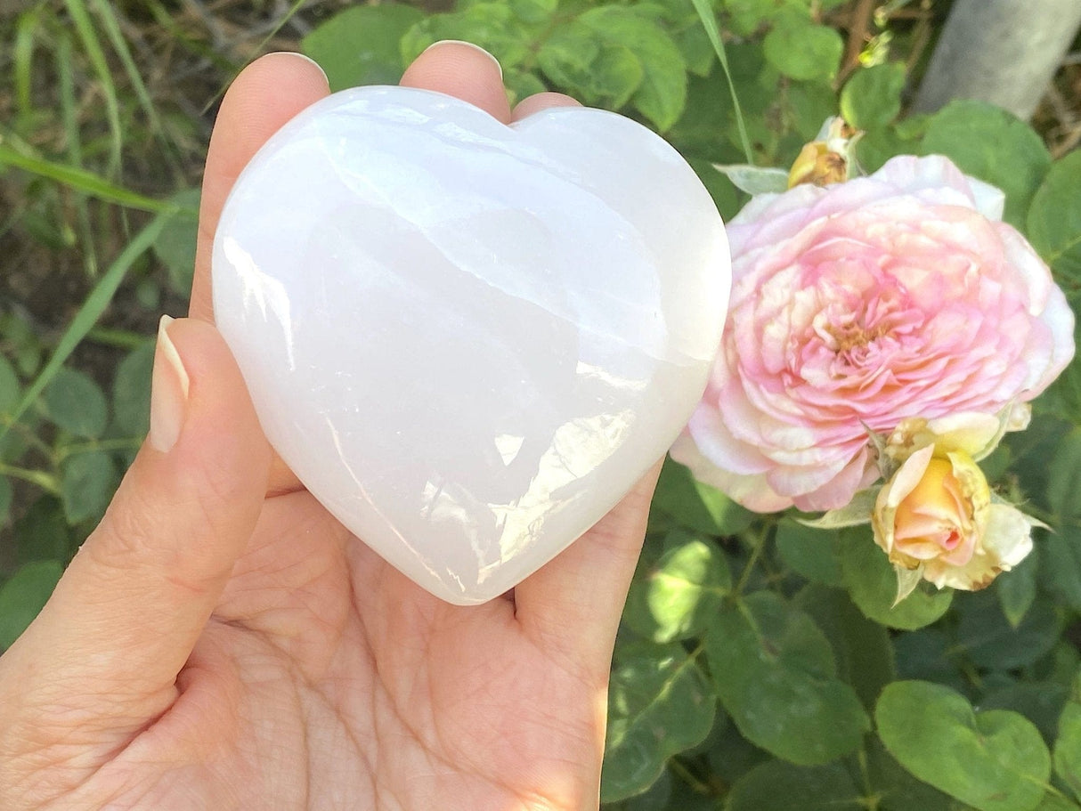 Mangano Calcite Puffy Heart From Pakistan - Shop Cosmic Healing