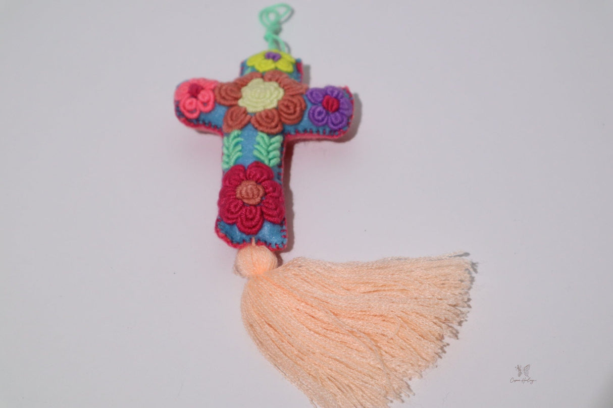 Mexican Cross Pom Pom Tassel - Shop Cosmic Healing