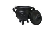 Mini Cast Iron Cauldron with Lid Pentacle Design 3"H 2.75"D - Shop Cosmic Healing