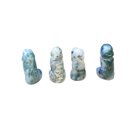 Moss Agate Crystal Phallus for peace and stability to the emotional body - Shop Cosmic Healing