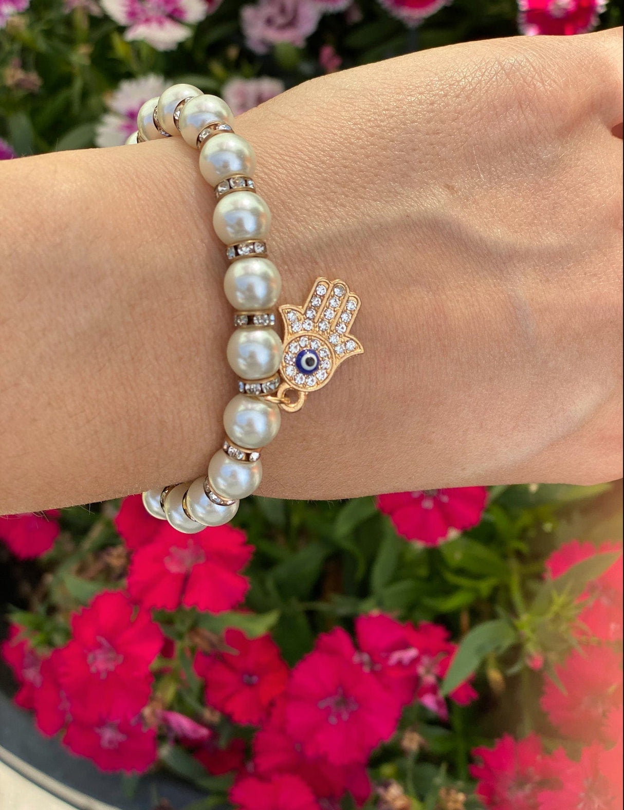 Mother of Pearl Hand of Hamsa Bracelet - Shop Cosmic Healing