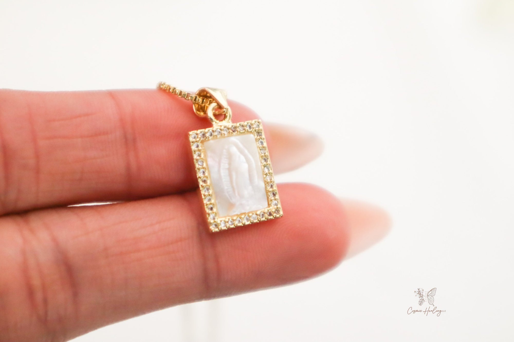 Mother of Pearl Our Lady of Guadalupe Necklace - Shop Cosmic Healing