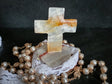 Natural Mexican Onyx Crystal Cross 3" with Heart Shape Base - Shop Cosmic Healing