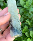 Natural Ritualized Prehnite Crystal Point With Black Tourmaline & Epidote - Shop Cosmic Healing