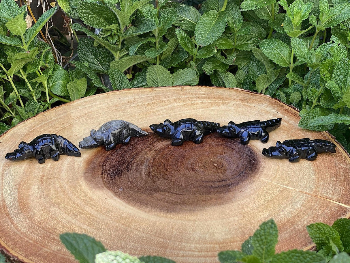 Obsidian Mini Alligators Hand Carved- Mexico - Shop Cosmic Healing