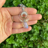 Opalite Wire Wrapped Crystal on Tree of Life Pendant for new beginnings, optimism, and hope - Shop Cosmic Healing