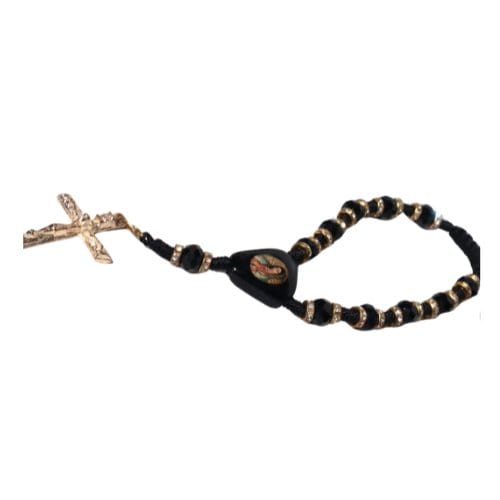 Our lady of guadalupe black knotted rope rosary