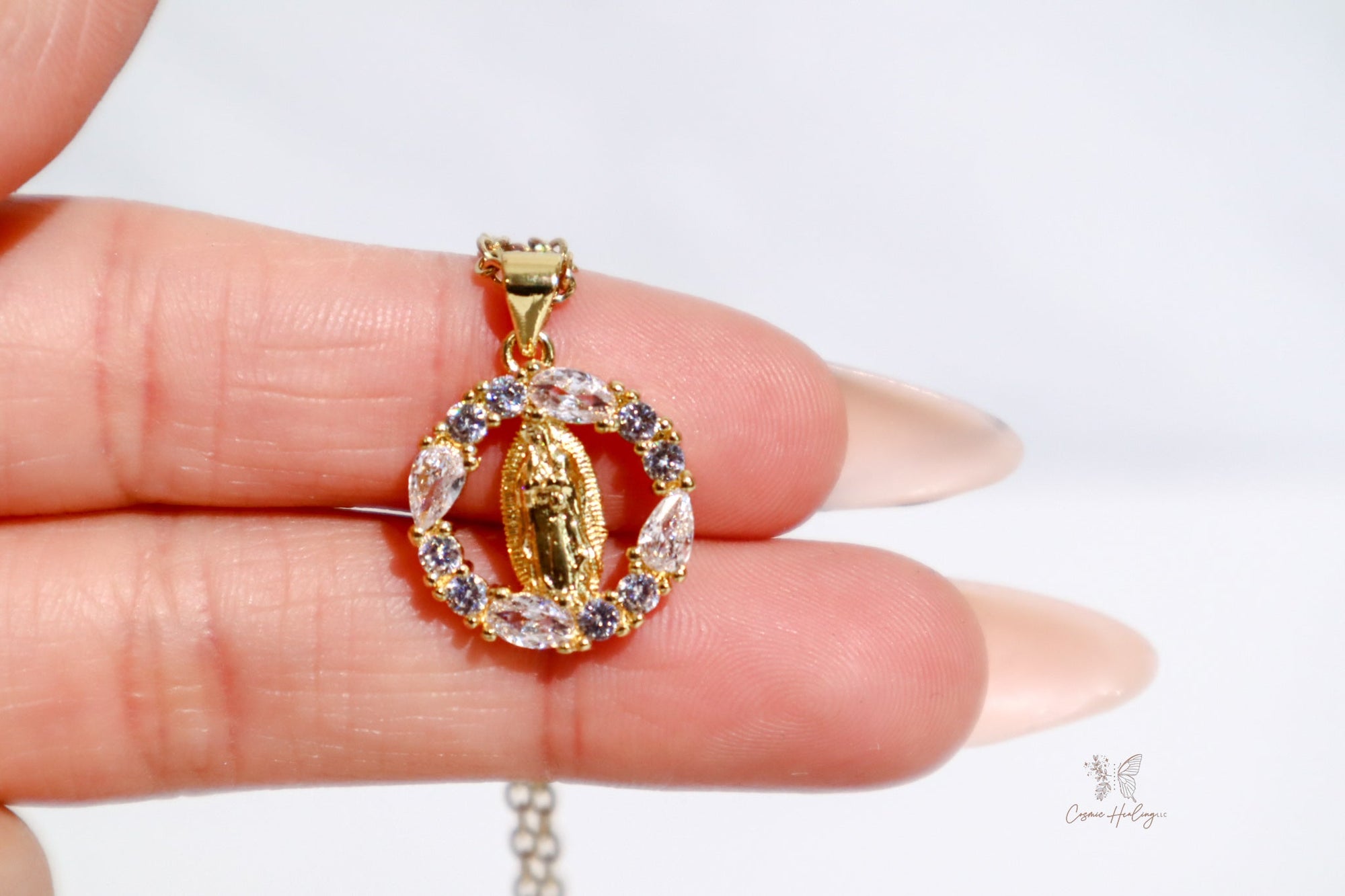 Our Lady of Guadalupe Necklace Cubic Zirconia - Shop Cosmic Healing