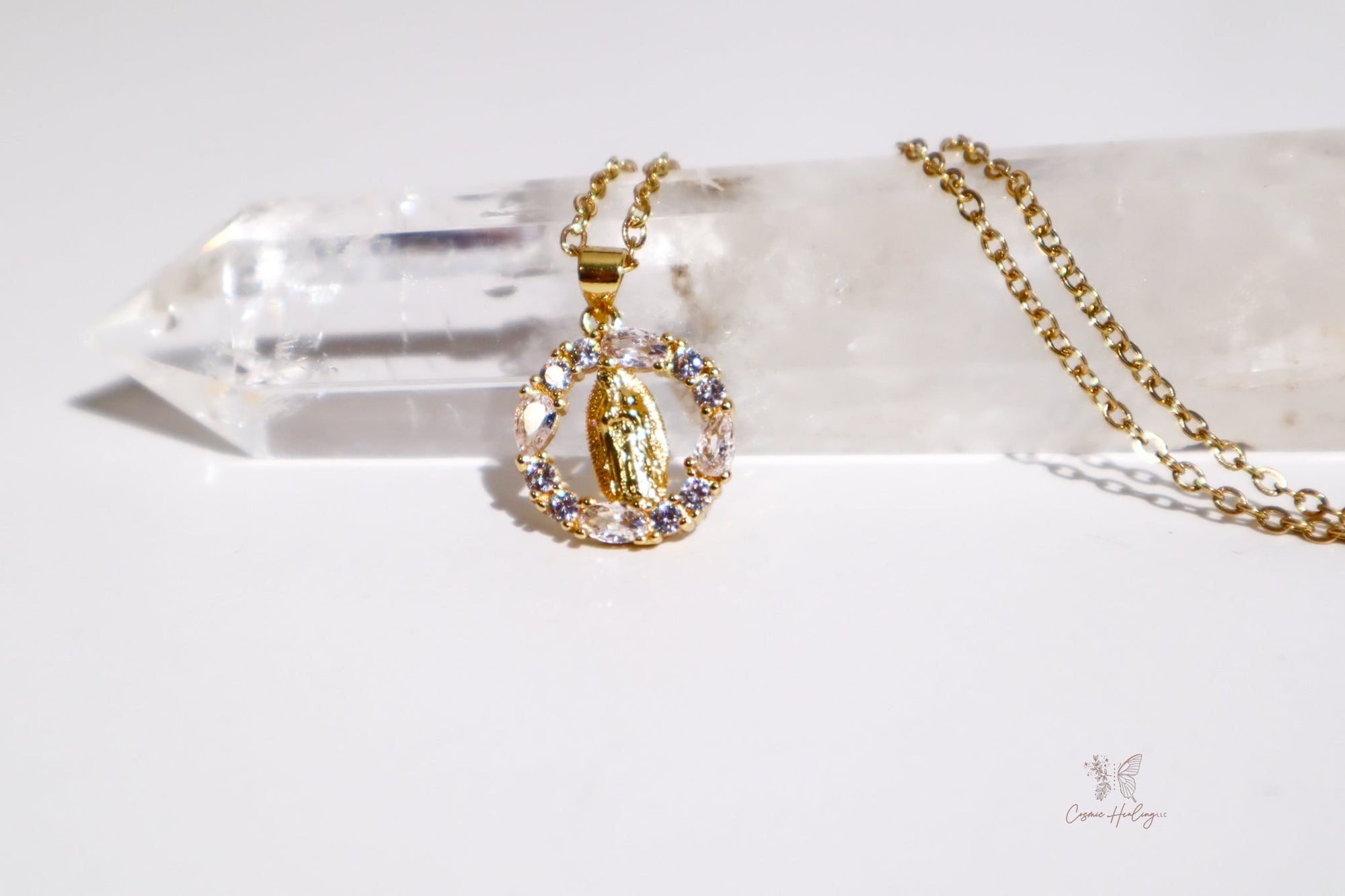 Our Lady of Guadalupe Necklace Cubic Zirconia - Shop Cosmic Healing