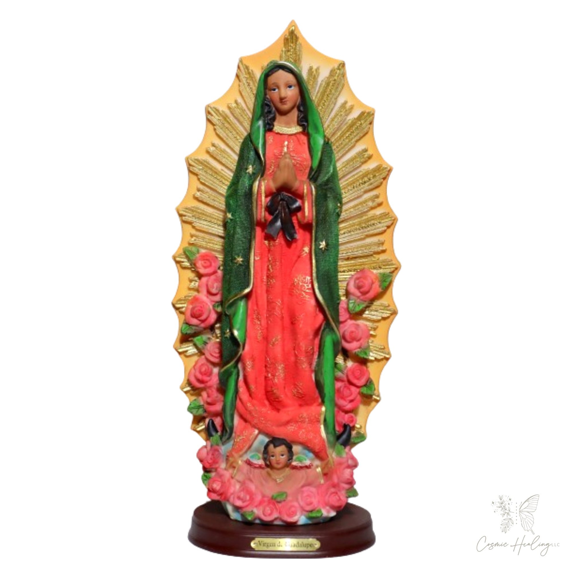 Our Lady of Guadalupe With Roses 12 Inch - Shop Cosmic Healing