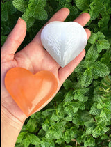 Peach Selenite Puffy Hearts - Shop Cosmic Healing