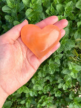 Peach Selenite Puffy Hearts - Shop Cosmic Healing