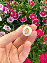 Pearl Shell Gold Filled Saint Benedict Medal Necklace - Shop Cosmic Healing