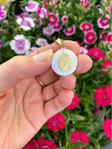 Pearl Shell Gold Filled Saint Benedict Medal Necklace - Shop Cosmic Healing