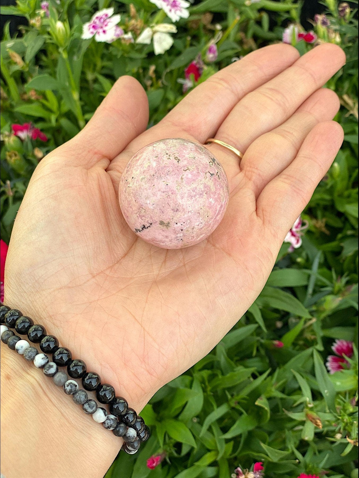 Elegant Peruvian Rhodonite sphere