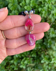 Pink Agate Wire Wrapped Crystal on Tree of Life Pendant - Shop Cosmic Healing