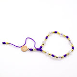 Purple & Gold Saint Benedict Knotted Rope Bracelet - Shop Cosmic Healing