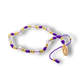 Purple & Gold Virgen de Guadalupe Knotted Rope Bracelet - Shop Cosmic Healing