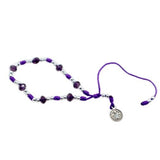 Purple & Silver Saint Benedict Knotted Rope Bracelet - Shop Cosmic Healing