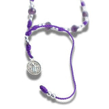 Purple & Silver Saint Benedict Knotted Rope Bracelet - Shop Cosmic Healing