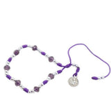 Purple & Silver Saint Benedict Knotted Rope Bracelet - Shop Cosmic Healing