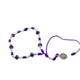 Purple & Silver Saint Benedict Knotted Rope Bracelet - Shop Cosmic Healing