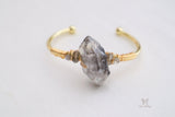 Raw Herkimer Diamond Quartz Point Open Cuff Bangle - Shop Cosmic Healing