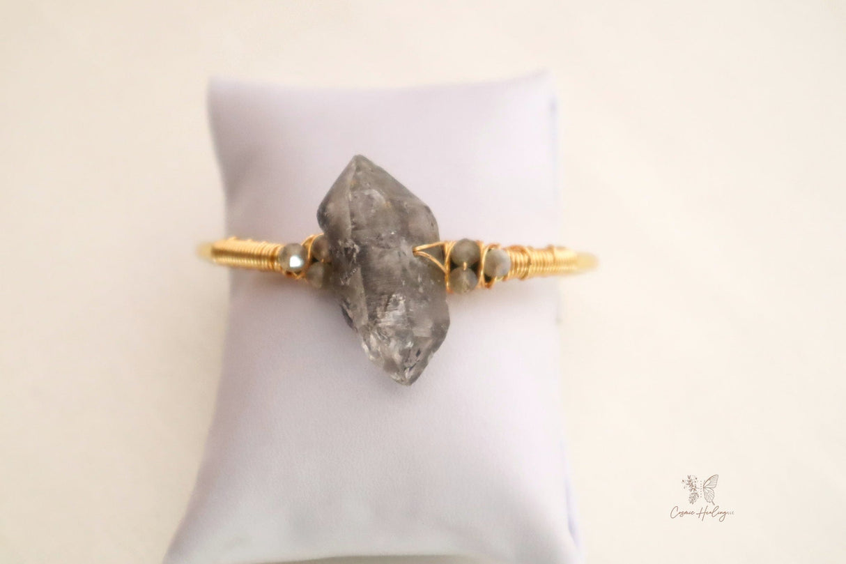 Raw Herkimer Diamond Quartz Point Open Cuff Bangle - Shop Cosmic Healing