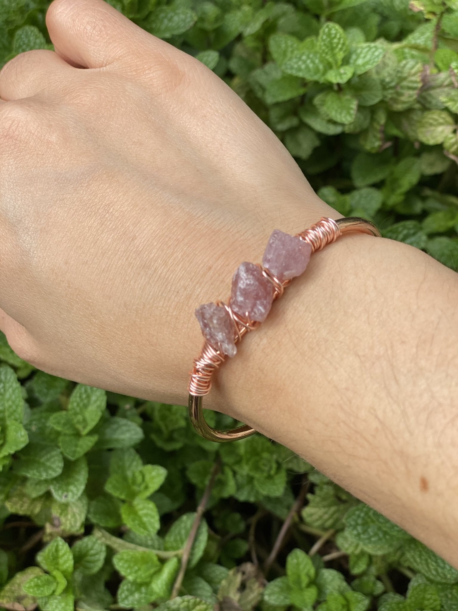 Raw Strawberry Quartz Handmade Bohemian Bracelet - Shop Cosmic Healing