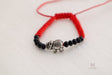 Red Cord Lucky Elephant Bracelet Adjustable Knot Black Silver Beads - Shop Cosmic Healing