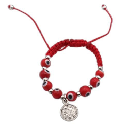 Red Evil Eye Bracelet with Saint Benedict Medal Charm - Children's - Shop Cosmic Healing