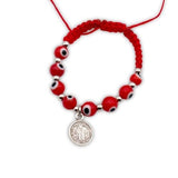 Red Evil Eye Bracelet with Saint Benedict Medal Charm - Children's - Shop Cosmic Healing