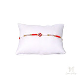 Red Evil Eye Charm Bracelet White, Red, Gold Beads - Shop Cosmic Healing