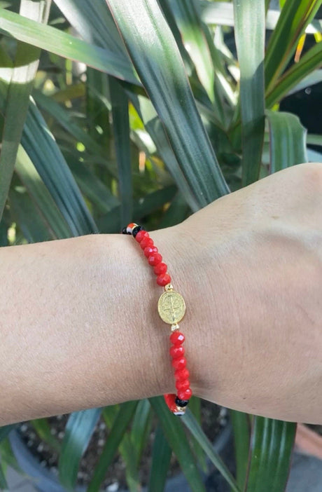 Red Evil Eye with Saint Benedict Medal Bracelet - Shop Cosmic Healing