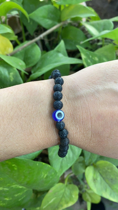 Reiki Charged Lava Stone with Greek Evil Eye Talisman - Shop Cosmic Healing