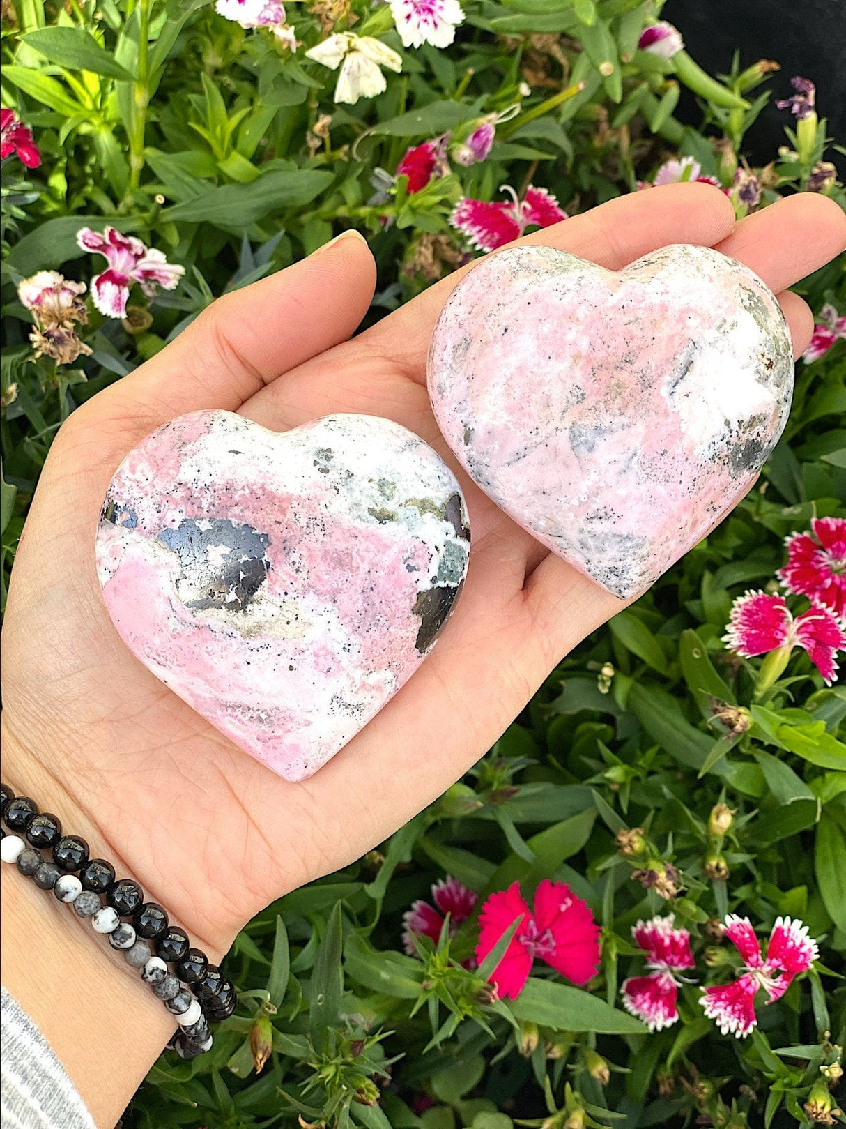 Heart-shaped Rhodonite stone