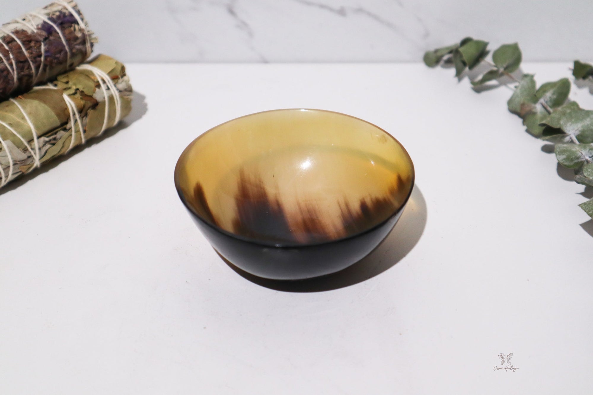 Ritual Bowl Made of Carved & Polished Horn 3x3/4'' D - Shop Cosmic Healing
