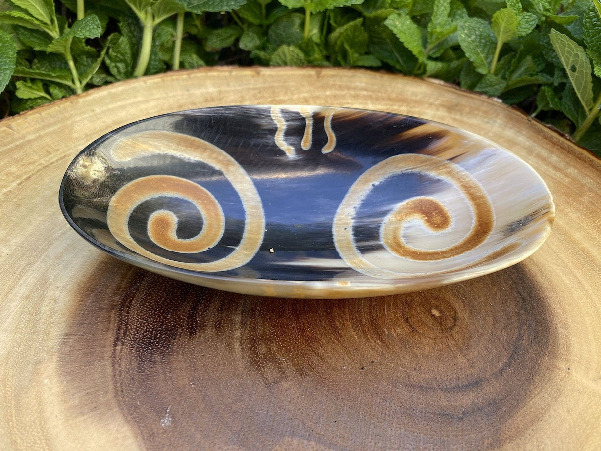 Ritual Oval Bowl 6"x 3.5" Made of Carved & Polished Horn - Shop Cosmic Healing