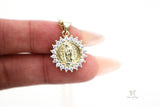 Round Pendant CZ Virgen de Guadalupe Necklace - Shop Cosmic Healing