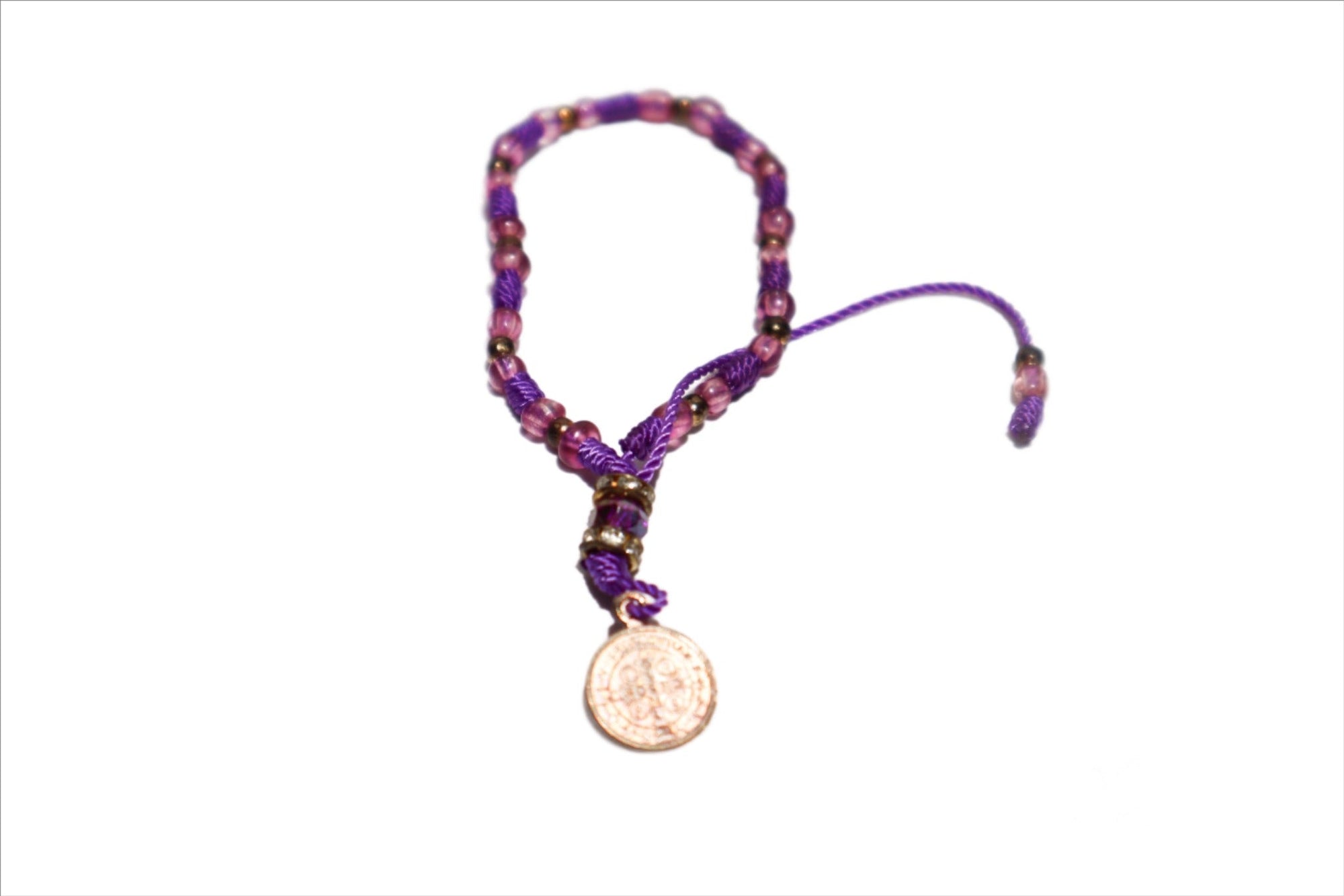 Saint Benedict Bracelet Knotted Rope- Purple - Shop Cosmic Healing