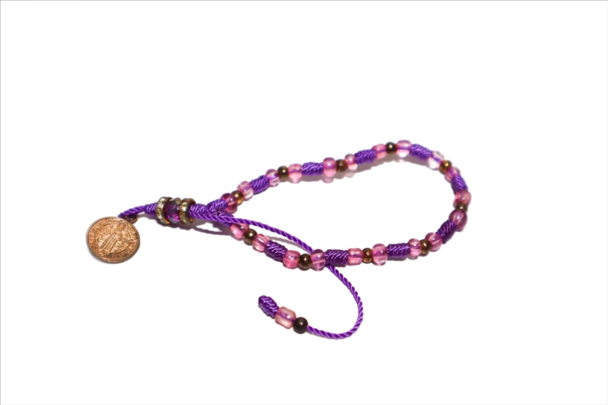 Saint Benedict Bracelet Knotted Rope- Purple - Shop Cosmic Healing