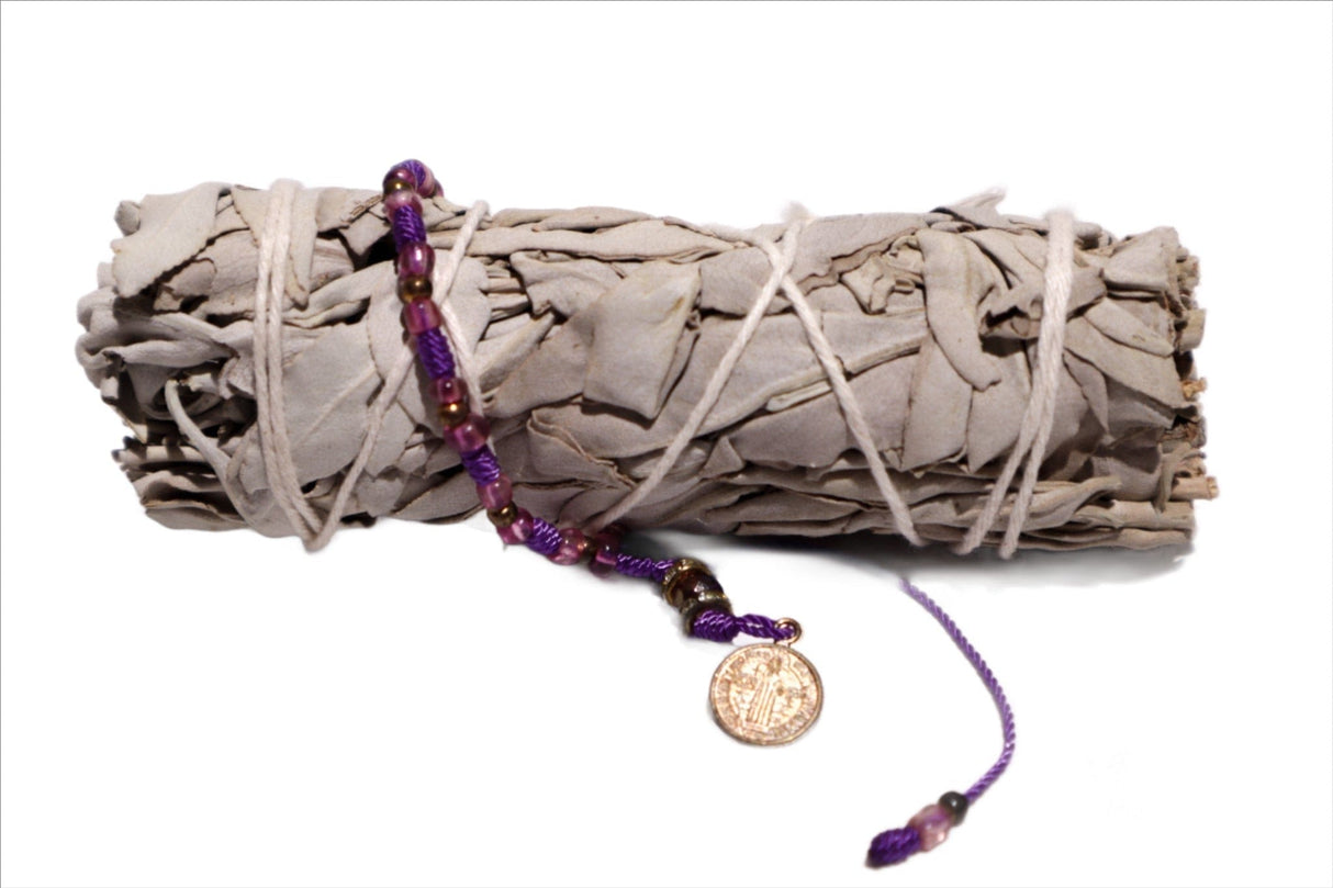 Saint Benedict Bracelet Knotted Rope- Purple - Shop Cosmic Healing